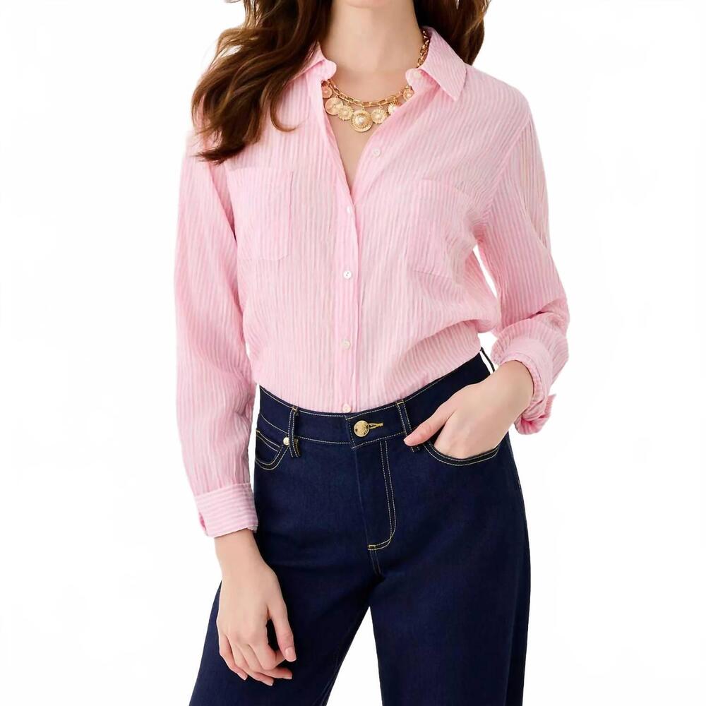 NEW LILLY PULITZER sea view button down in shell pink